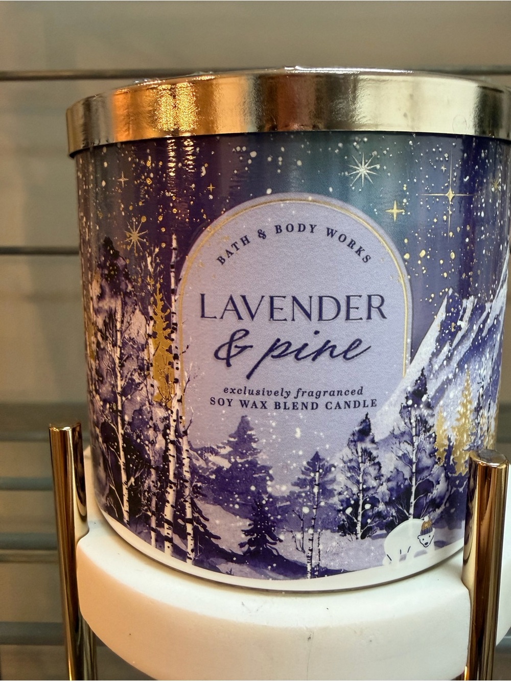 Bath & Body Works Lavender & Pine Soy 3 Wick Candle Holiday NWT